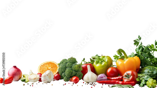 Food photography different fruits and vegetables isolated on transparent and white background.PNG image