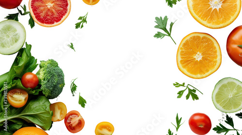 Food photography different fruits and vegetables isolated on transparent and white background.PNG image
