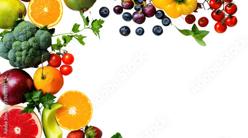 Food photography different fruits and vegetables isolated on transparent and white background.PNG image 