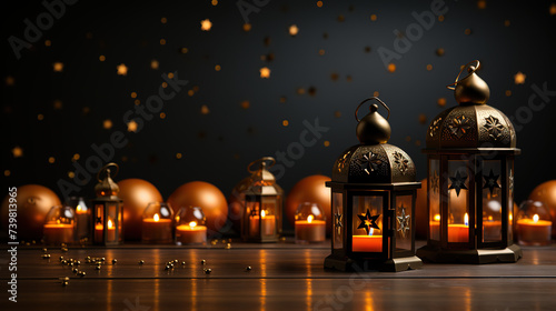 Eid ul fitr backgrounds with lightening and lanterns  Blessed Ramadan and Eid ul Adha