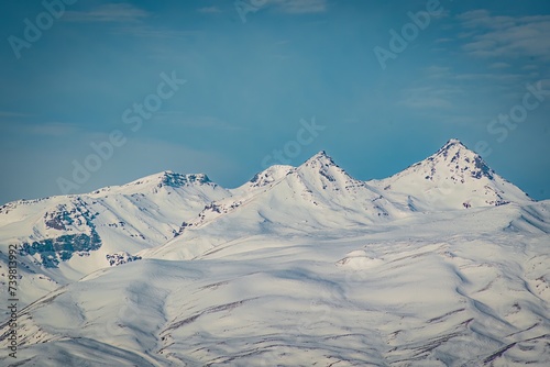 snow covered high mountains in winter