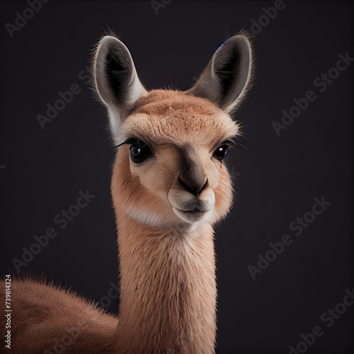 Elegant VicuÃ±a Portrait with Dark Background in Studio photo