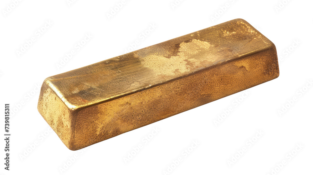 Close-up shot of a single gold bar isolated on transparent and white background.PNG image Close-up shot of a single gold bar isolated on transparent and white background.PNG image