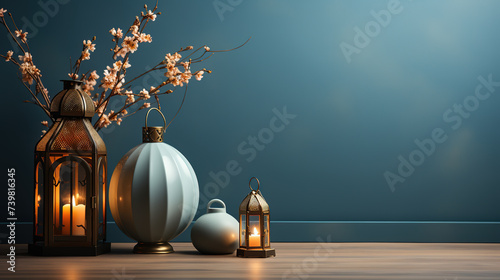 Eid ul fitr backgrounds with lightening and lanterns, Blessed Ramadan and Eid ul Adha