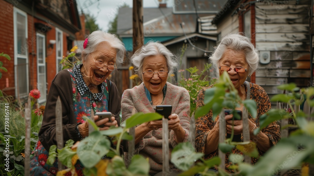 old woman using on her smartphone. generative ai old woman using on her smartphone. generative ai
