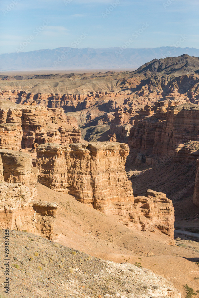 Fototapeta premium Castles Valley view. Charynsky canyon landscape. Kazakhstan