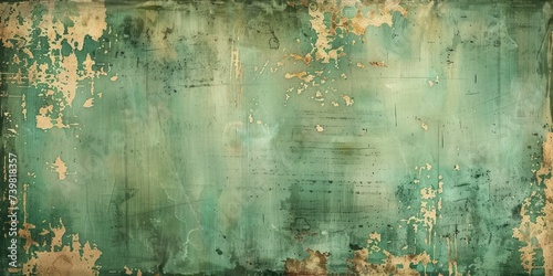 Aged and textured, this soft green grunge paper tells a subtle vintage story