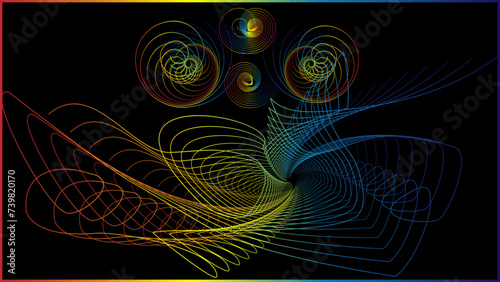 The vector dotted spiral vortex graphic is a visually interesting and complex image. The use of color, movement, and text all contribute to its overall effect