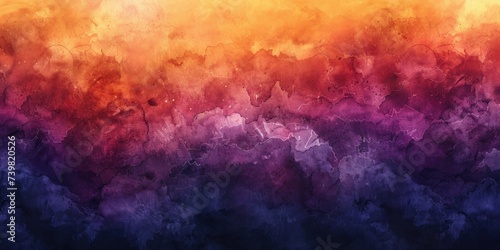 Watercolor texture of sunset, blending warm oranges with cool purples for a dramatic day closure photo
