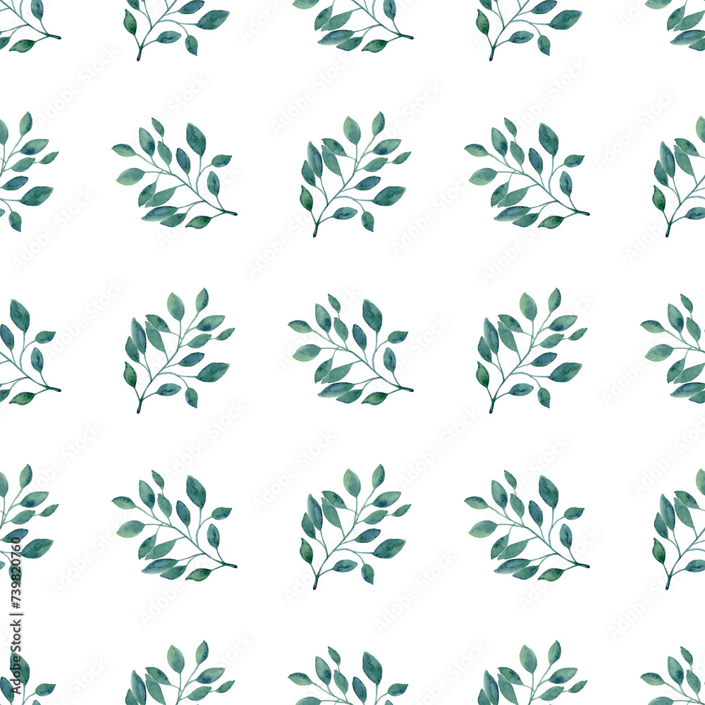 Fototapeta premium Seamless watercolor leaf pattern. Hand drawing