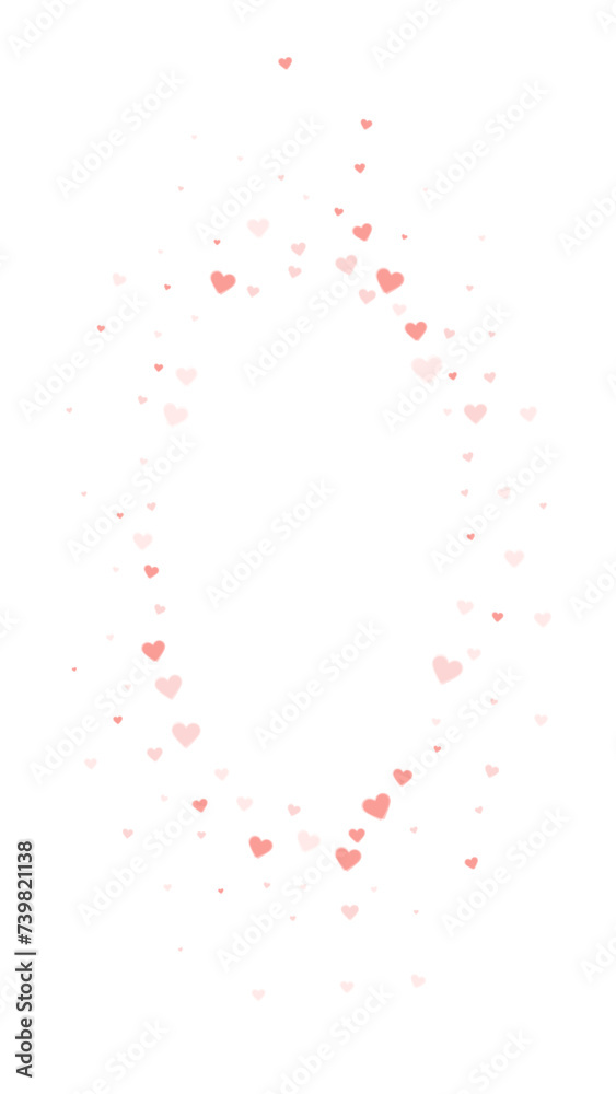 Fototapeta premium Red hearts scattered on white background.