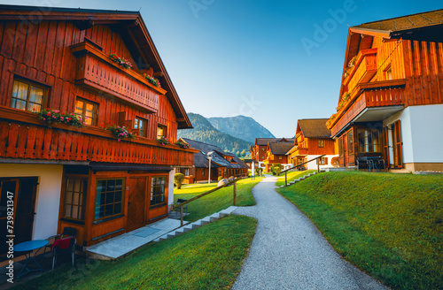 A picturesque small village in the alpine mountains. Archkogl, Grundlsee, Liezen District of Styria, Austria, Alps.