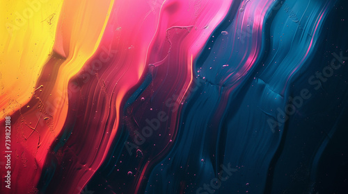 Grainy background blue pink yellow abstract glowing color wave black dark