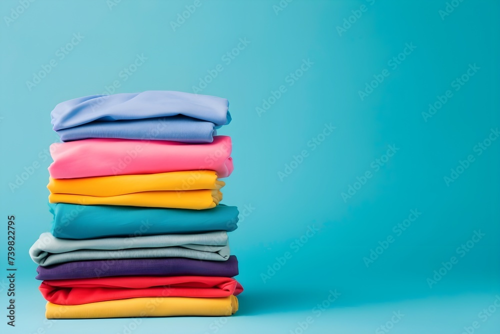 Stack of colorful folded tshirts Stack of colorful folded tshirts