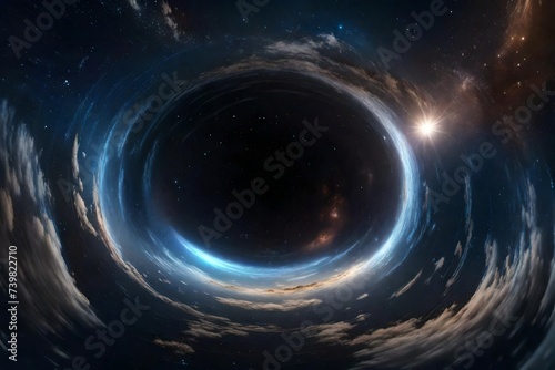 360 degree equirectangular projection space background with nebula and stars, environment map. HDRI spherical panorama.