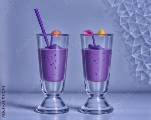 Purple Berry Smoothies in Elegant Glasses