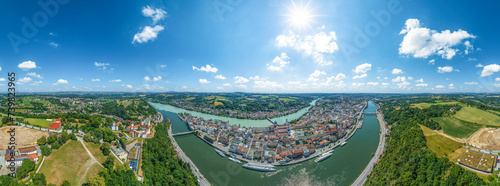 Ausblick auf die Universitätsstadt Passau in Niederbayern, 360 Grad Rundblick photo