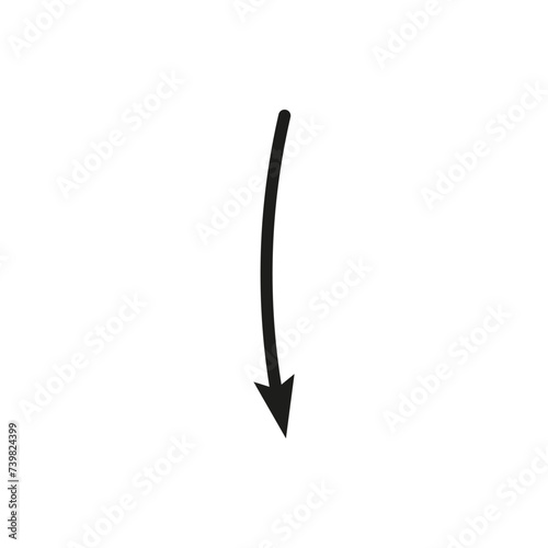 Narrow thin geometric arrow curved shape.