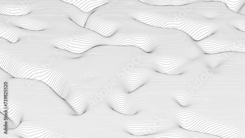 Abstract Background With Distorted Line Shapes White Background Monochrome Sound Line Waves