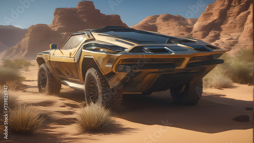 off road car in the desert, AI generated