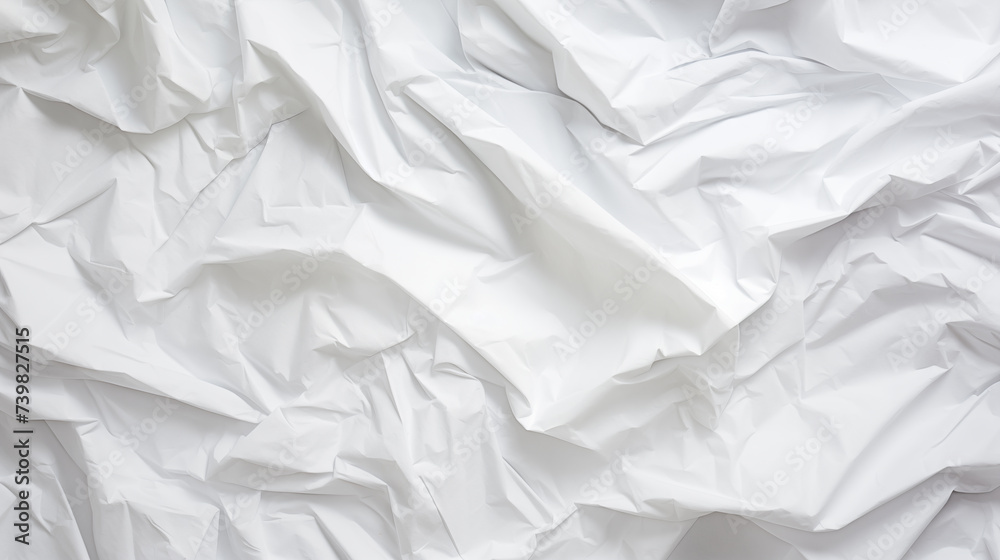 Fototapeta premium White crumpled paper close up texture background