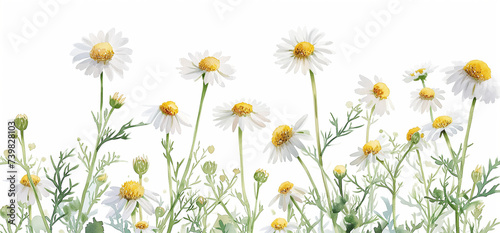 カモミールの水彩画