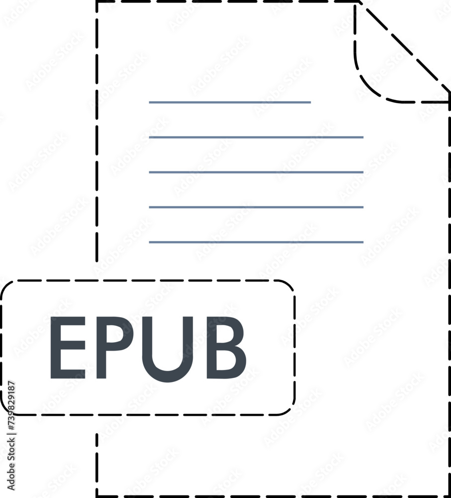EPUB file format icon Rounded dashed outline EPUB file format icon Rounded dashed outline