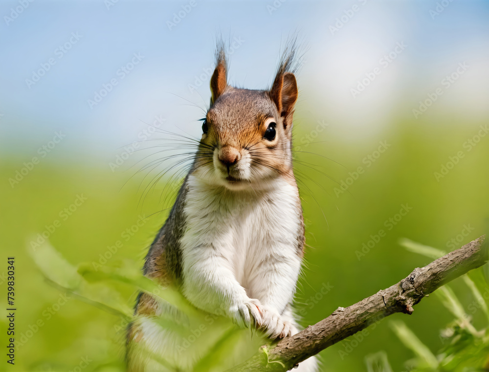 Obraz premium Wild squirrel on tree branches