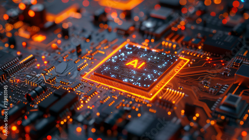 Advanced AI Microprocessor on Circuit Board