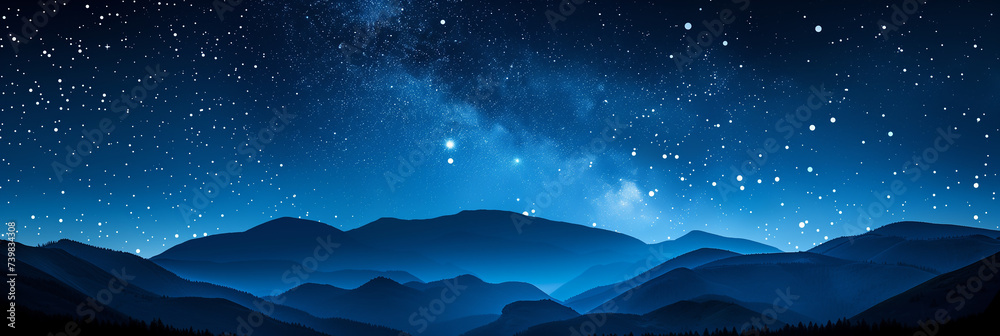Abstract cosmic banner with the hills and starry sky above them. Abstract cosmic banner with the hills and starry sky above them.