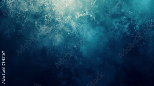 deep sea blue   color gradient rough abstract background shine bright light and glow template empty space   grainy noise grungy texture 
