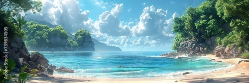 Cliffside Summer Abstract Background, Banner Image For Website, Background, Desktop Wallpaper