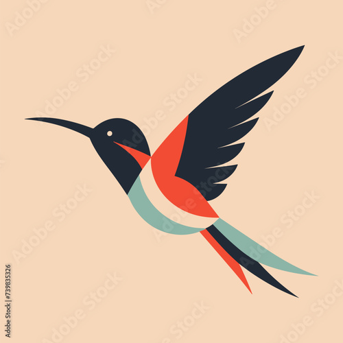 Flat modern logo hummingbird vector icon illustration photo