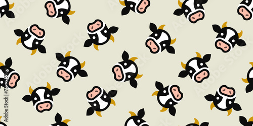 Cows illustration background. Seamless pattern. Vector. 牛のイラストパターン