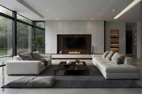 Minimalist Elegance  A Modern Living Room That Blends Comfort and Style  generative AI