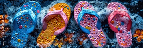 Flip-Flop Sandals Summer Abstract Background, Banner Image For Website, Background, Desktop Wallpaper