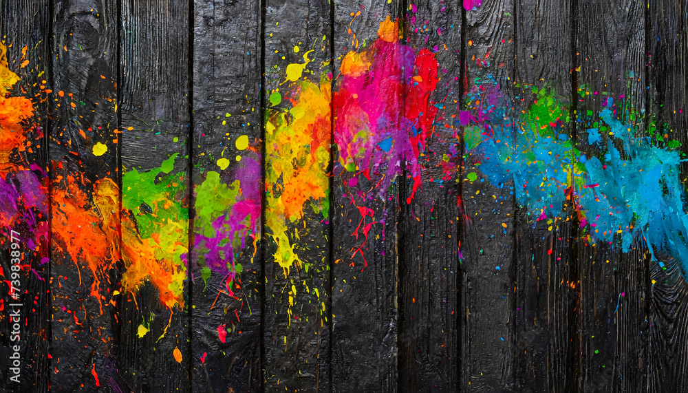 wooden texture with colorful splashes