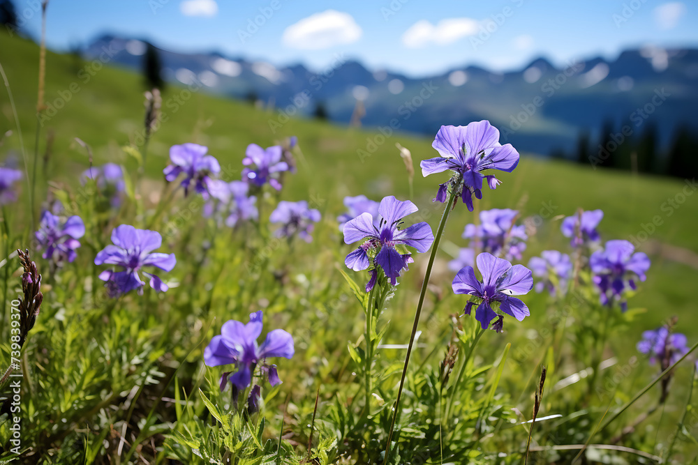 Flowers on the alpine meadow in the Dolomites