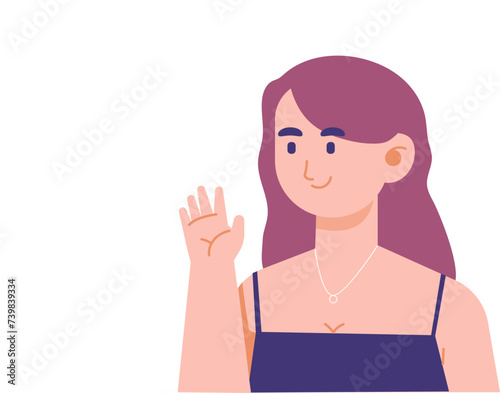 Female Character Waving Hand and Greeting in Her Native Language at Mother Tongue Celebration