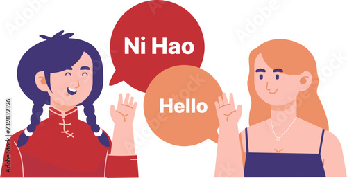 Chinese female character greets saying ni hao using her regional language on world mother tongue day