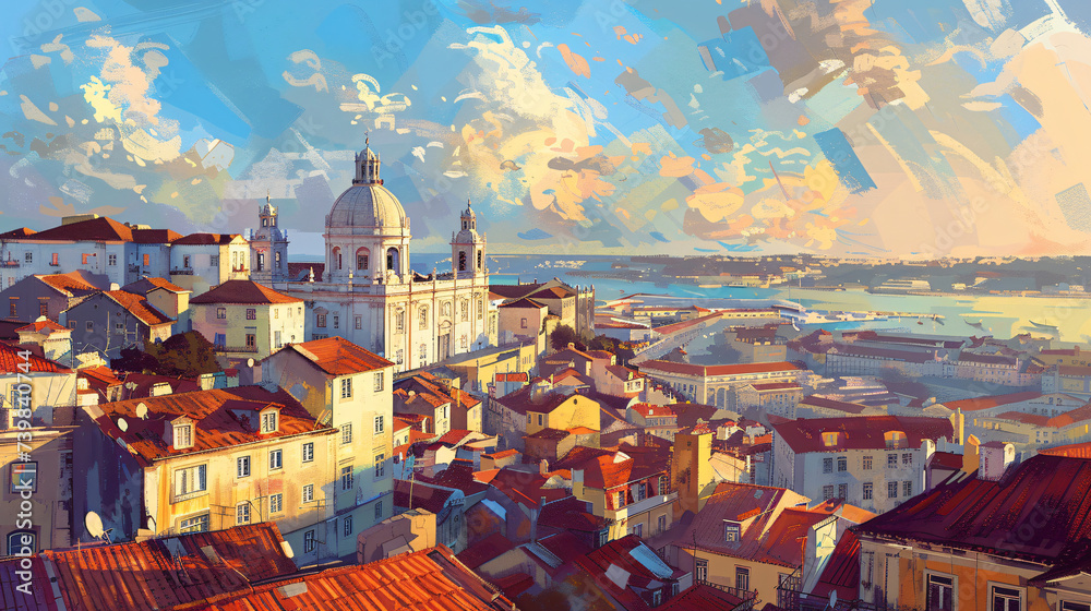 Lisbon illustration. Capital of Portugal.