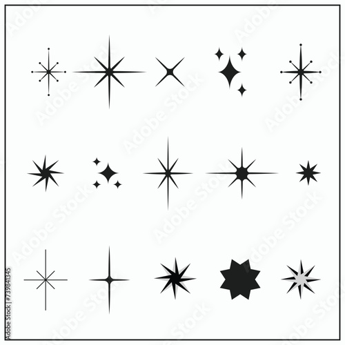 Star icons vector symbols isolated Retro futuristic sparkle icons collection sparkles icon set