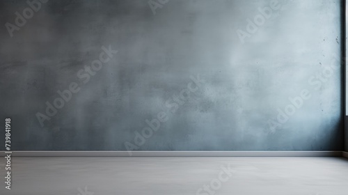 Wall Mockup in an Empty Blue Bedroom with Customizable Concrete Background