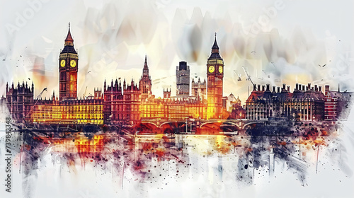 London city Europe in watercolor style.