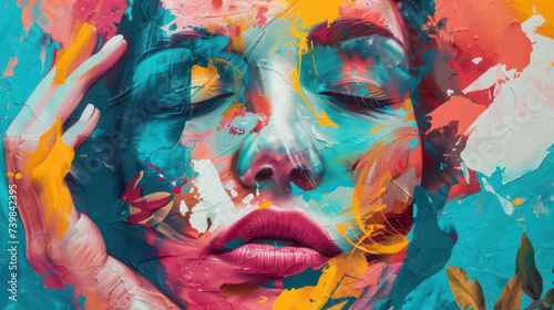 Woman face painted art concept colorful portrait