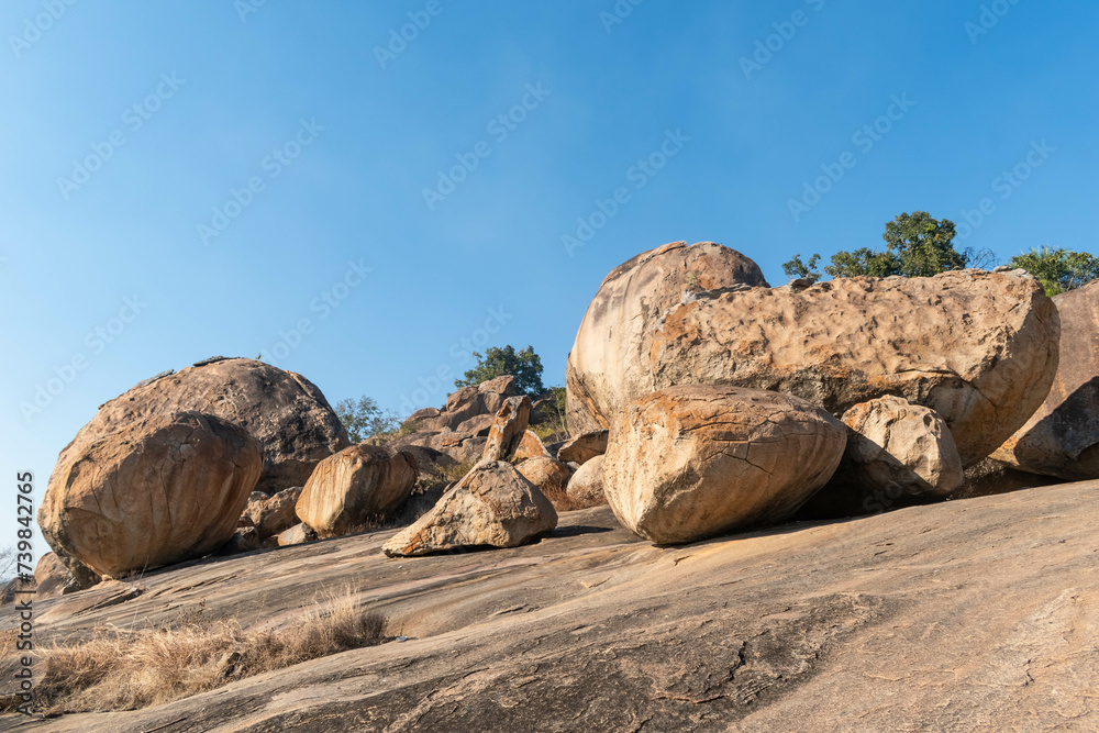 Majestic Boulders Resting on the Slopes of Shravanabelagola, India Majestic Boulders Resting on the Slopes of Shravanabelagola, India