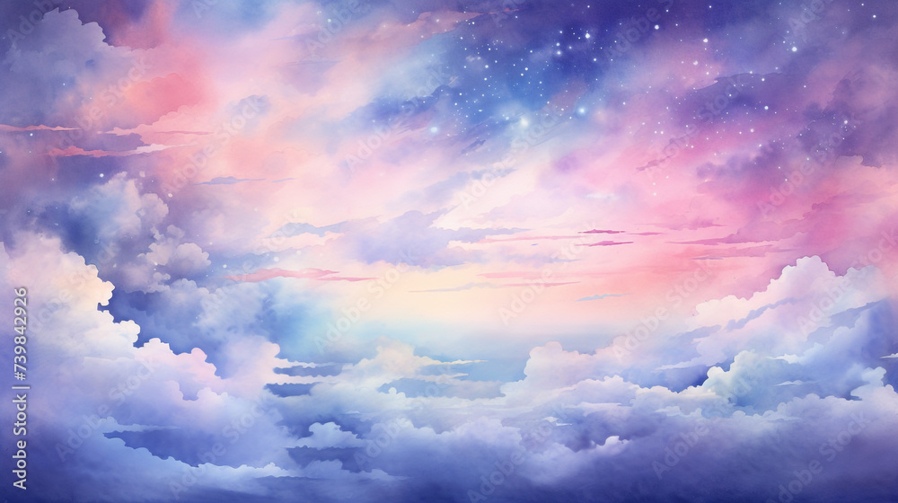 Watercolor pastel color sky art