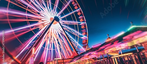 Ferris wheel with colorful lights at night