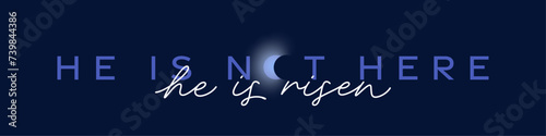 He is not there He is risen, Easter banner, quote, tomb