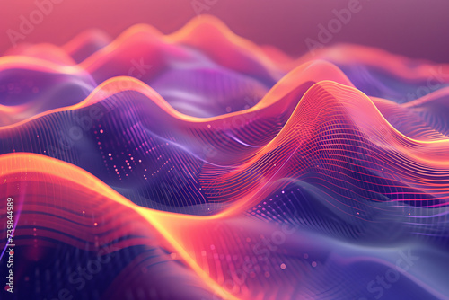 A digital landscape with flowing patterns and gradients, capturing the fusion of technology and imagination with luminous elements and smooth transiti